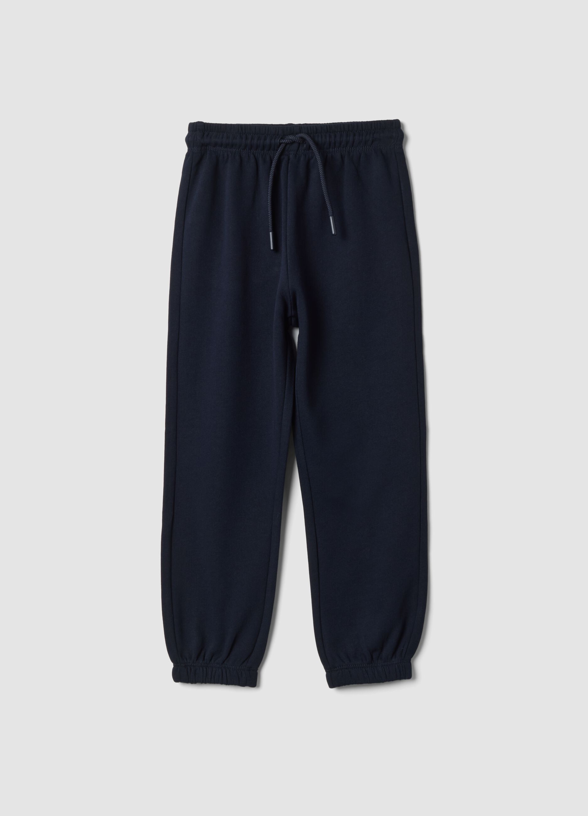 Pantaloni jogger blu in puro cotone organico