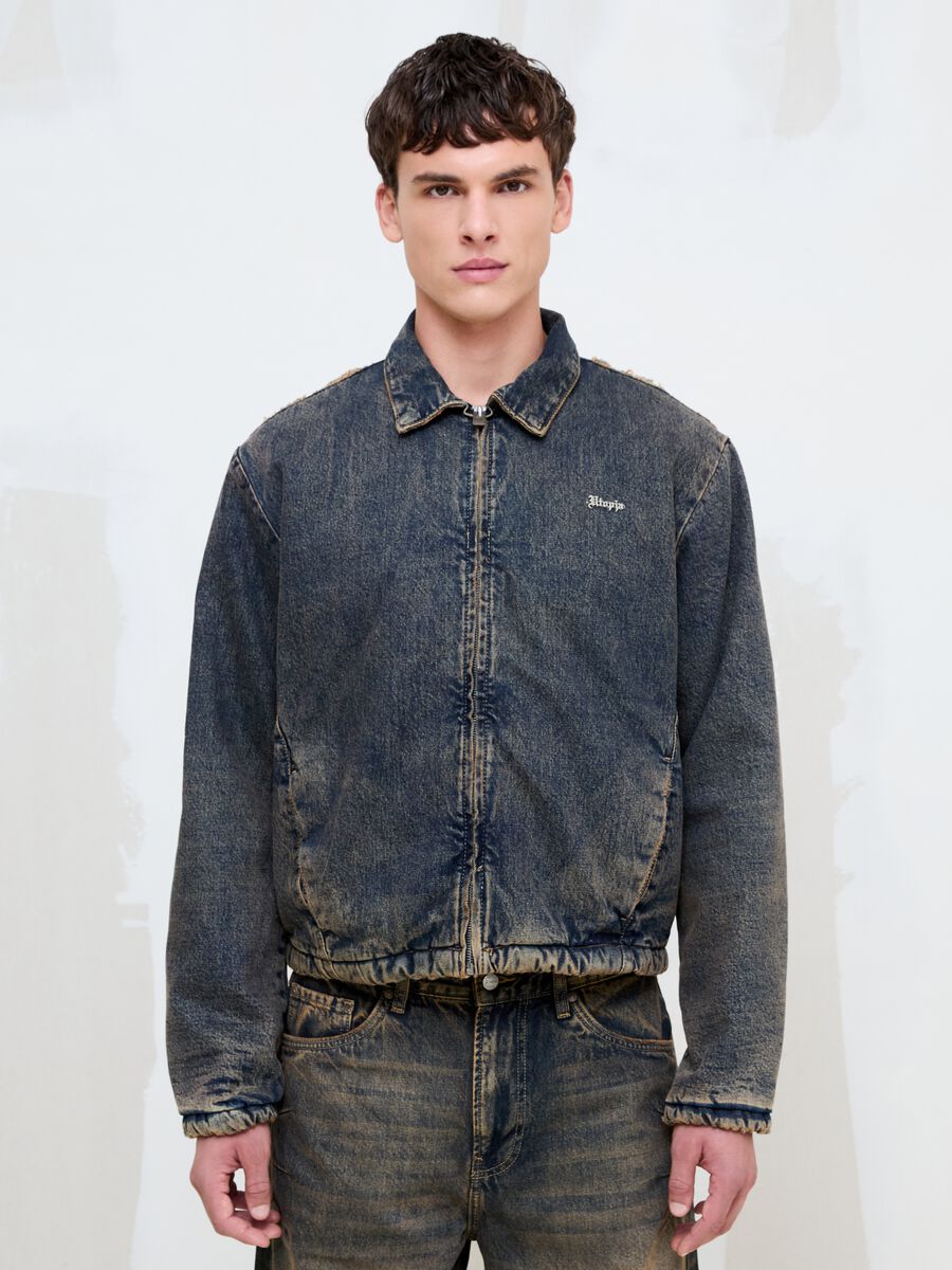 Vintage Dark Blue Padded Denim Jacket_3