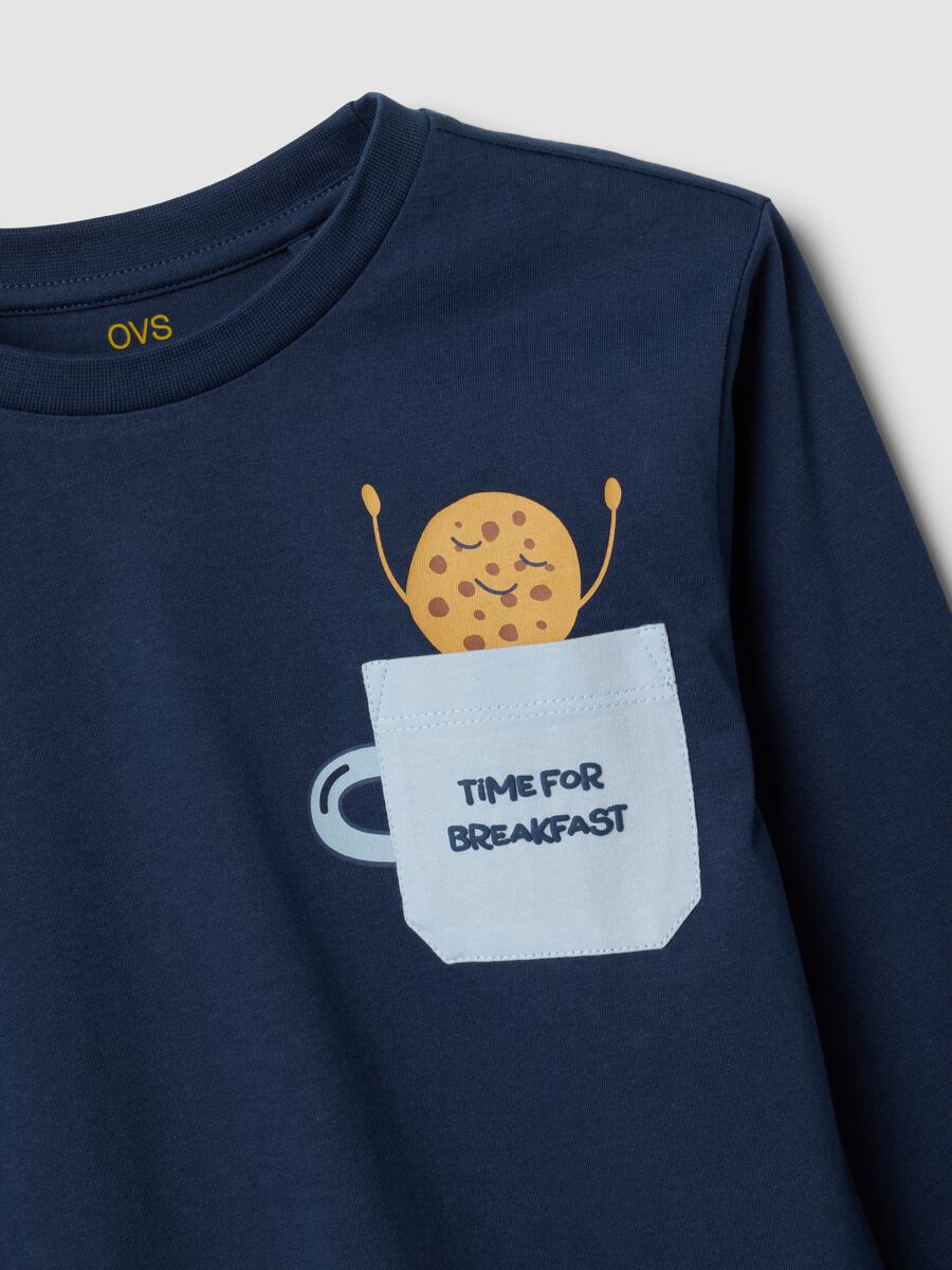 Blue pure organic cotton pyjamas with print for boys_2