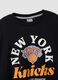 Black pure cotton T-shirt with New York Knicks print_5