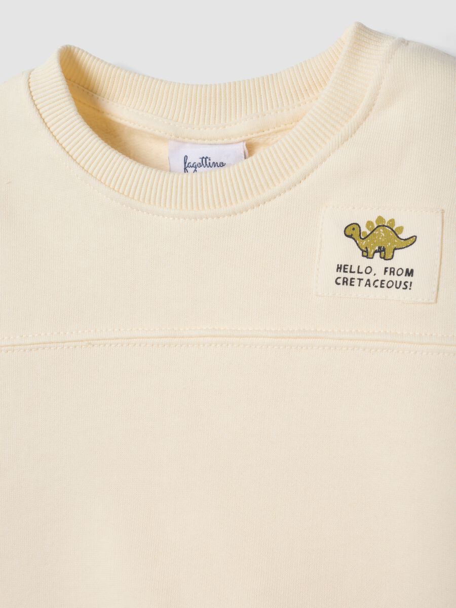 Beige pure organic cotton crew-neck sweatshirt_2
