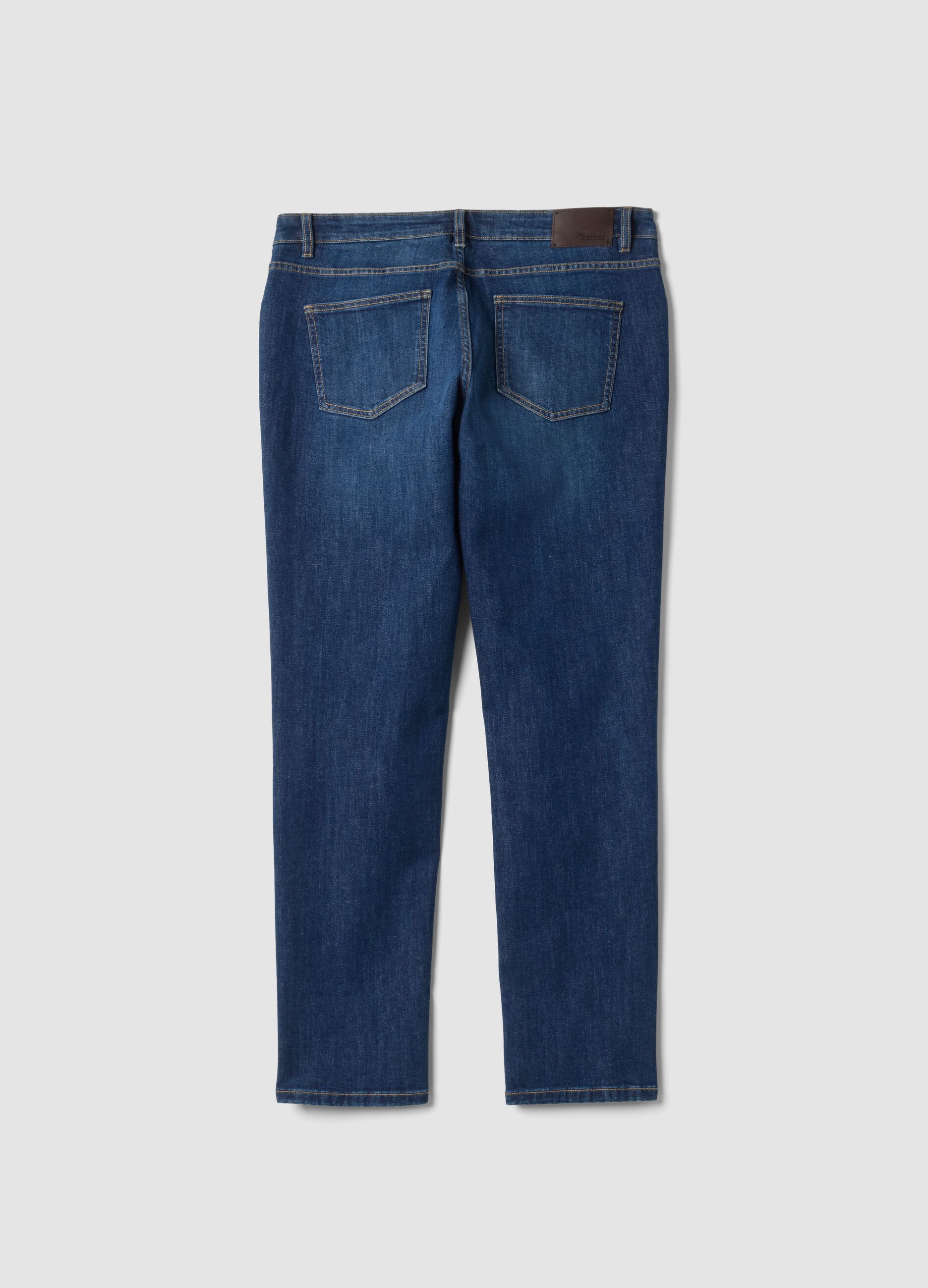 Jeans blu scuro in cotone elasticizzato slim fit