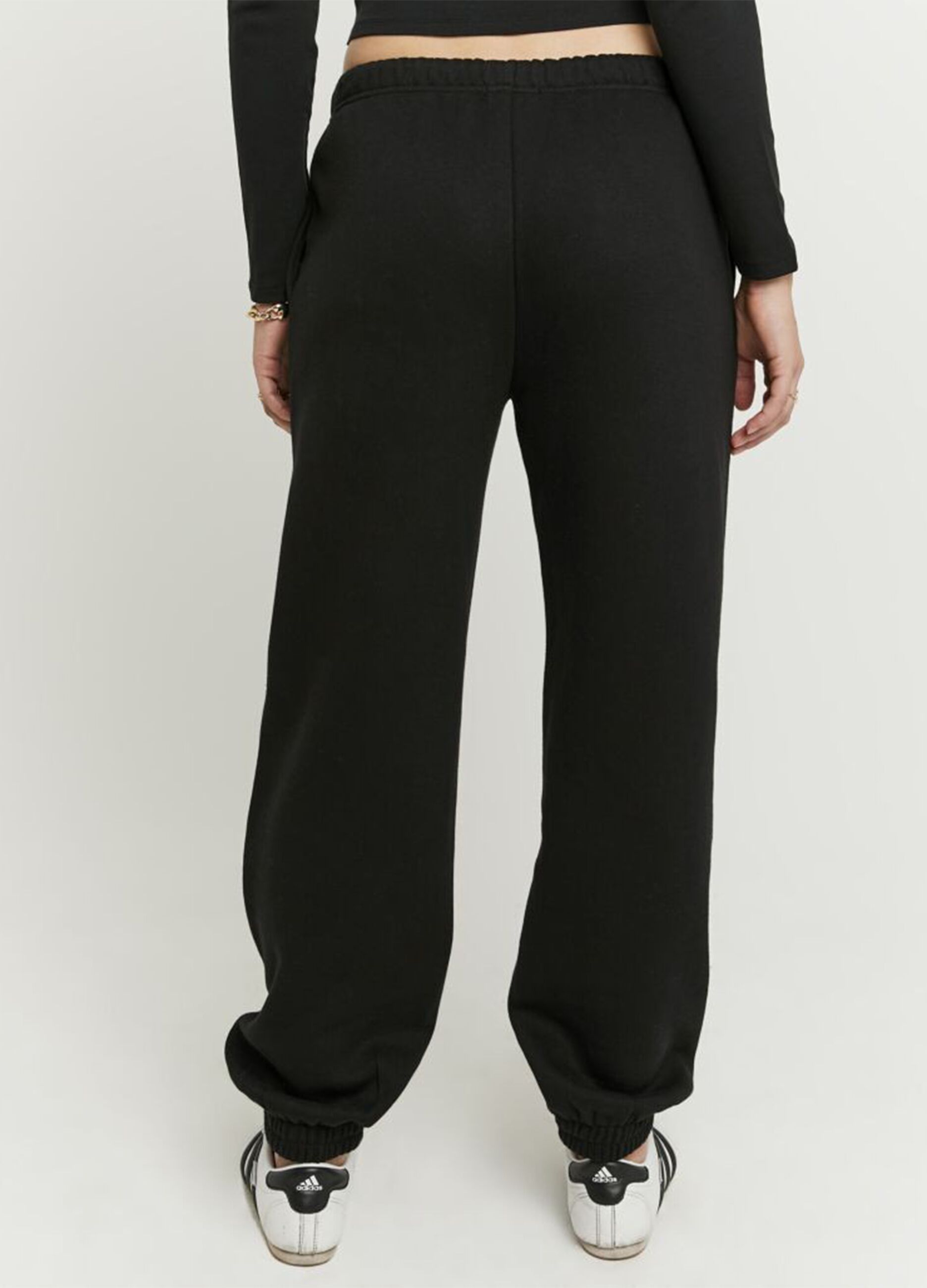 Regular fit black cotton blend jogger trousers