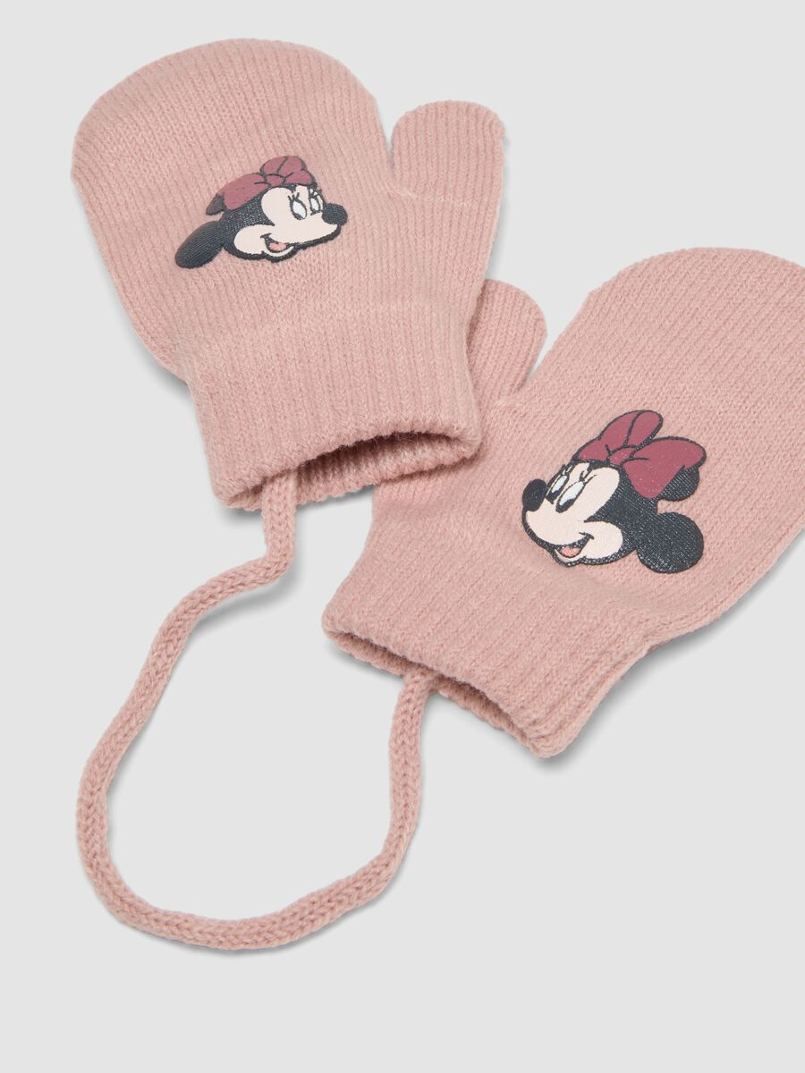 Purple stretch-fabric Minnie-themed set with hat and mittens_1