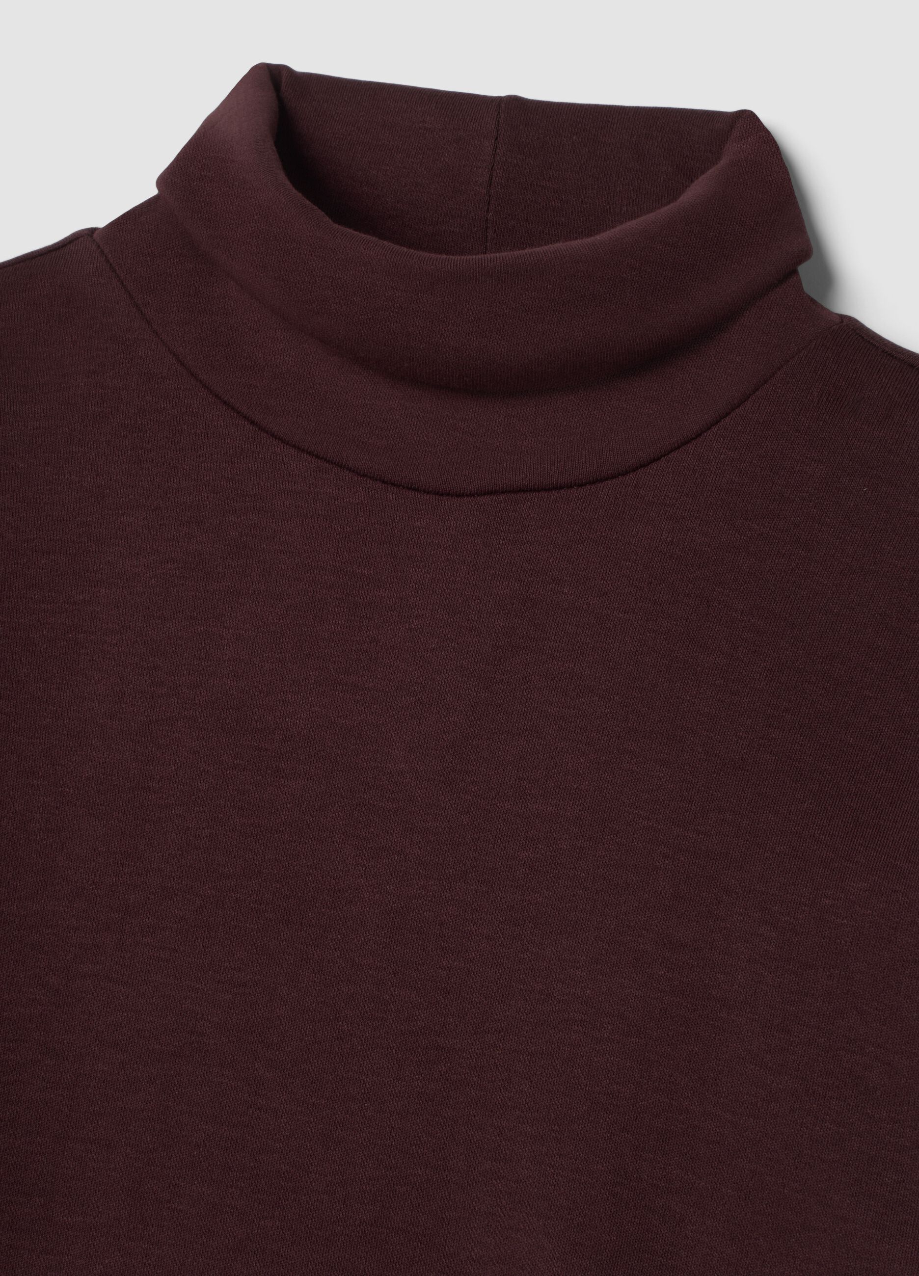 T-shirt marrone in puro cotone con dolcevita