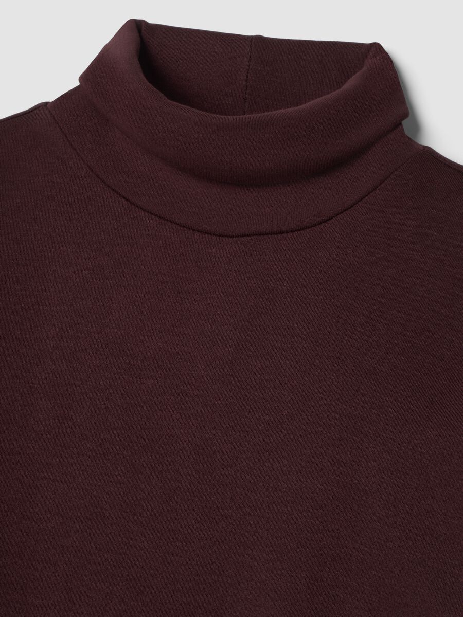 Brown pure cotton roll-neck T-shirt_1