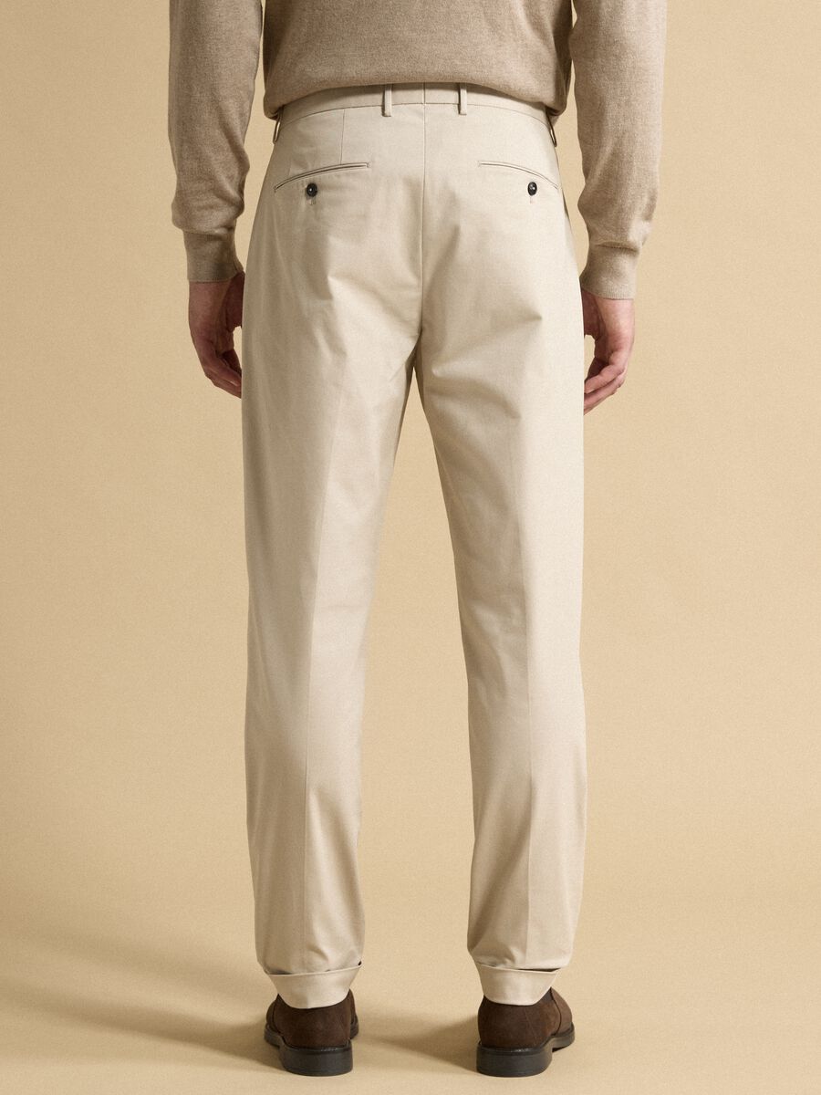 Beige regular-fit stretch cotton twill chino trousers_2