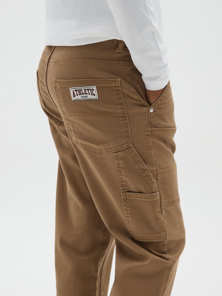 Boys' brown stretch cotton relaxed fit trousers_2