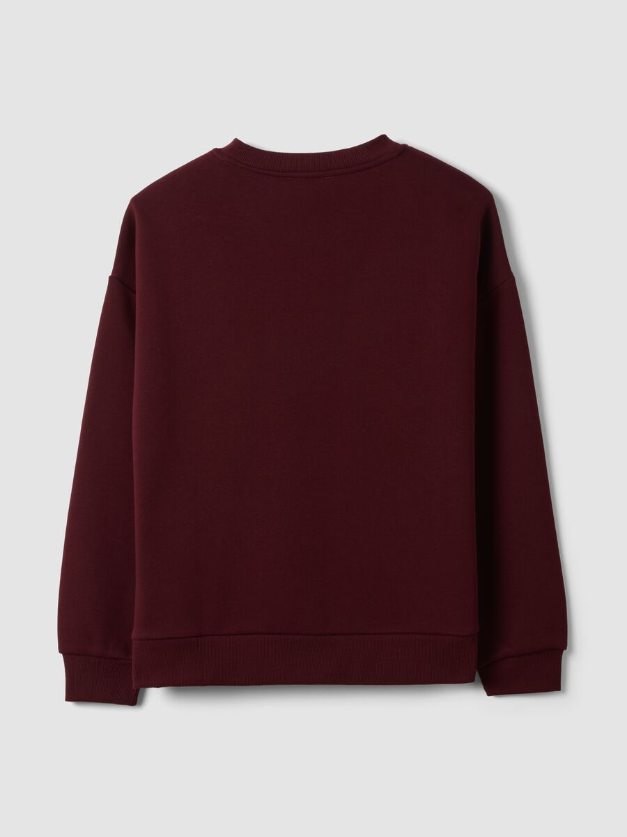 Red crew-neck cotton-blend sweatshirt with rhinestones_2