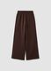 Brown cotton-blend wide-leg trousers with lace detailing_2