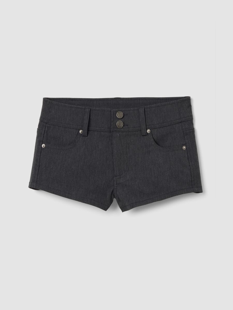 Grey stretch viscose skinny-fit shorts_4