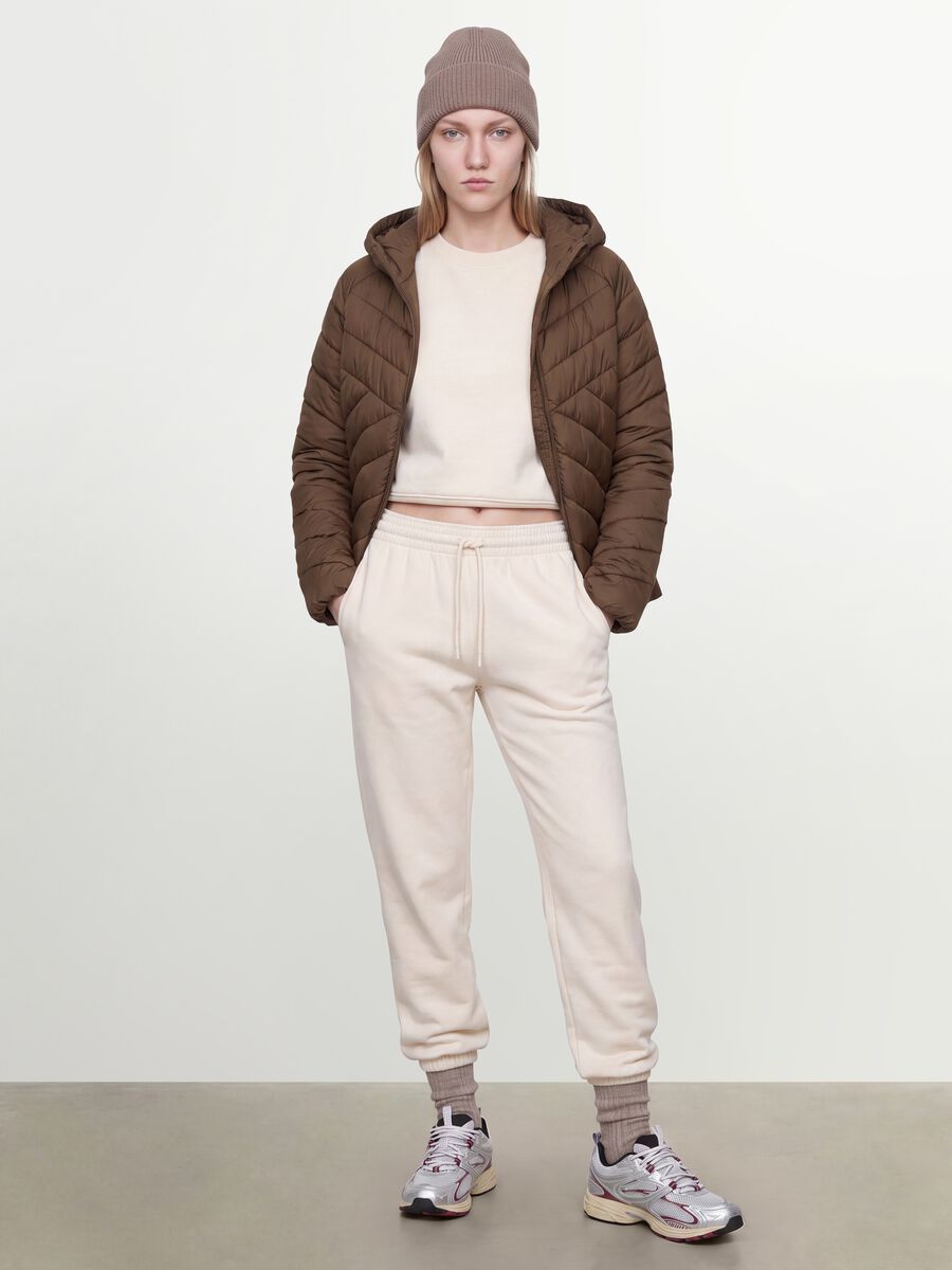 Green Ultralight quilted jacket with hood and zip_1