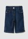 Blue denim wide-leg trousers in cotton and viscose blend for baby girl_0