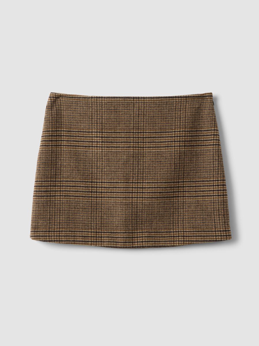 Brown wool-blend check mini skirt_4