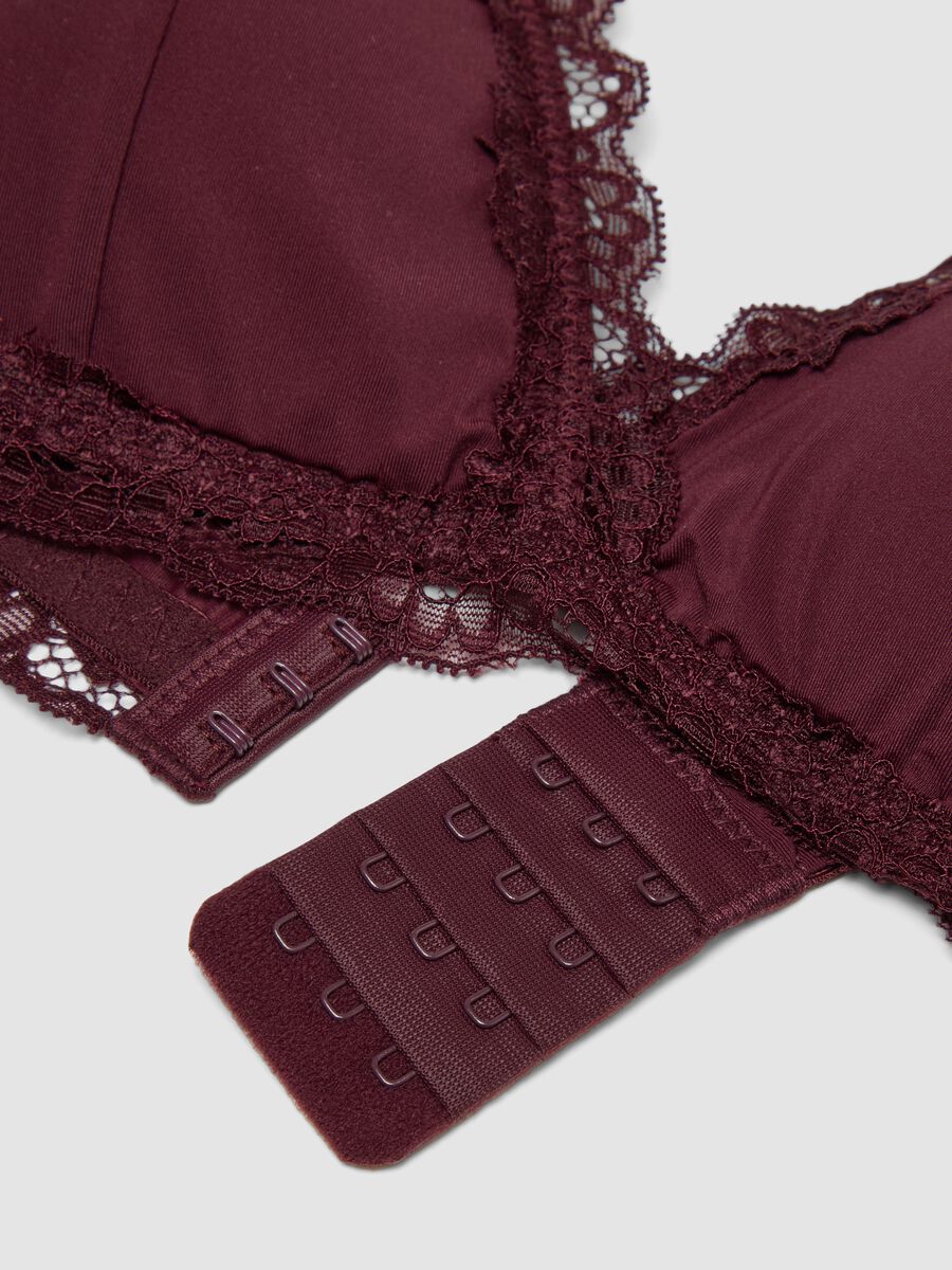 Purple stretch microfibre triangle bra with lace_5