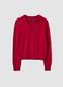 Maglia rossa in pura lana con colletto polo_0