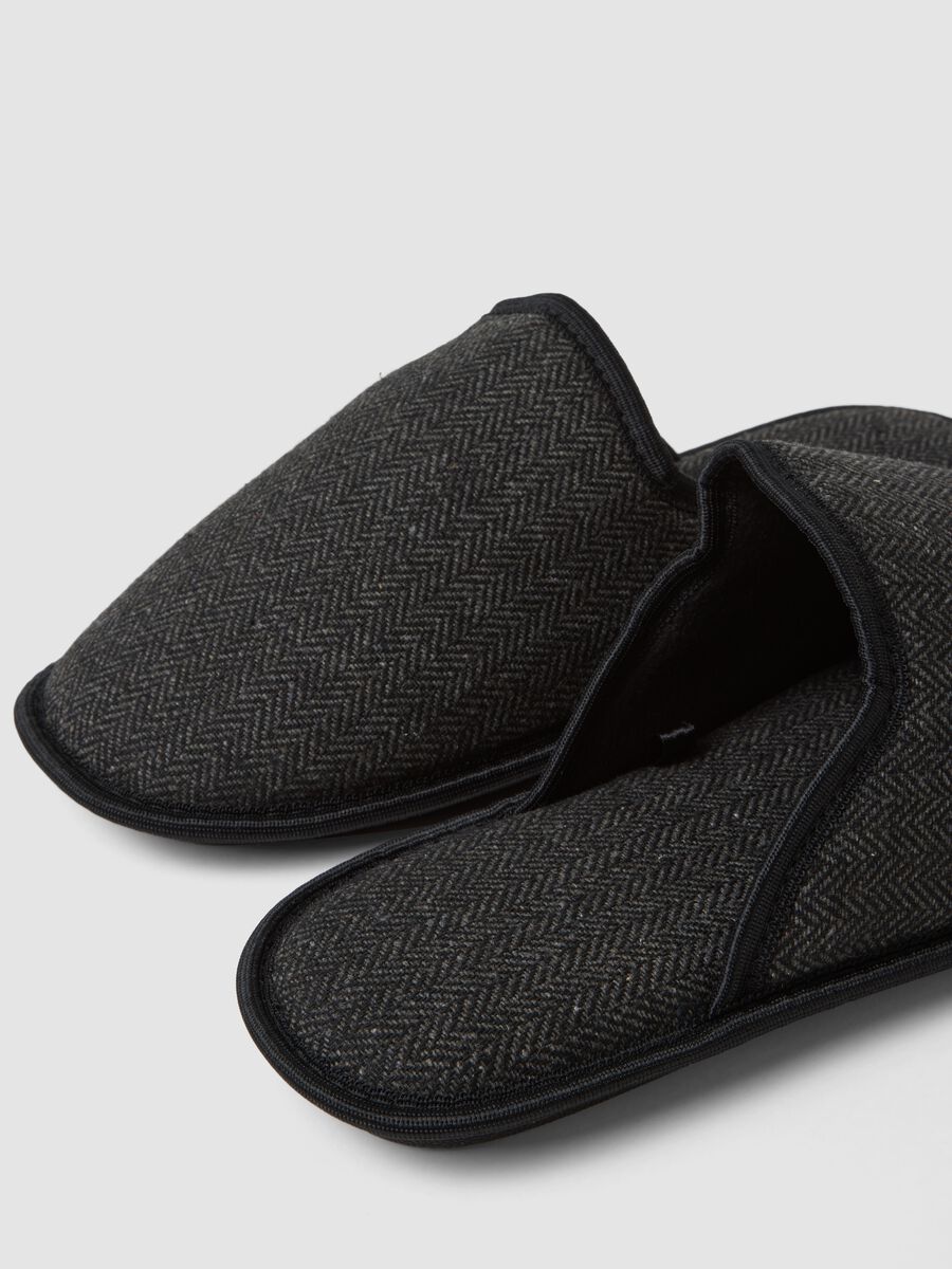 Grey herringbone house slippers_1