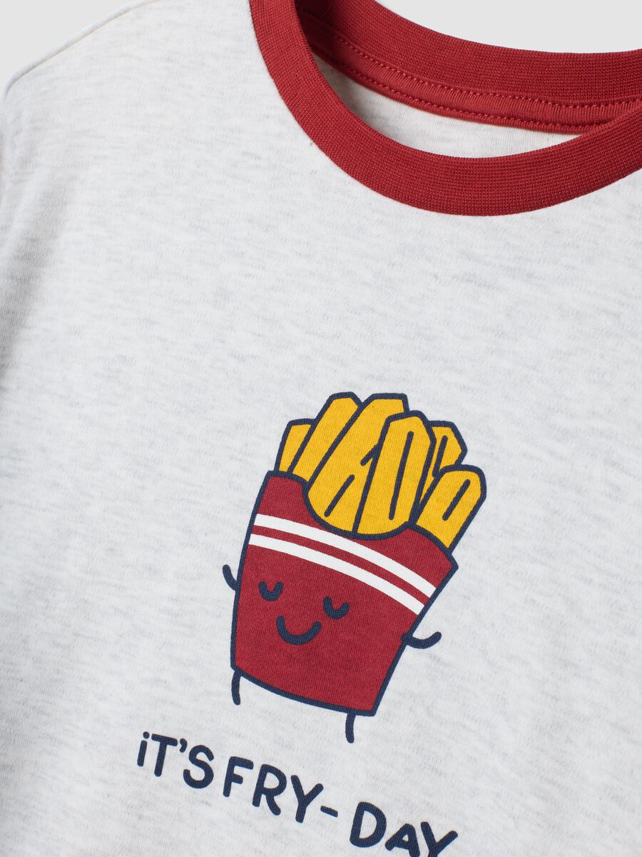 Grey and red crew-neck pyjamas in organic cotton and viscose blend_3