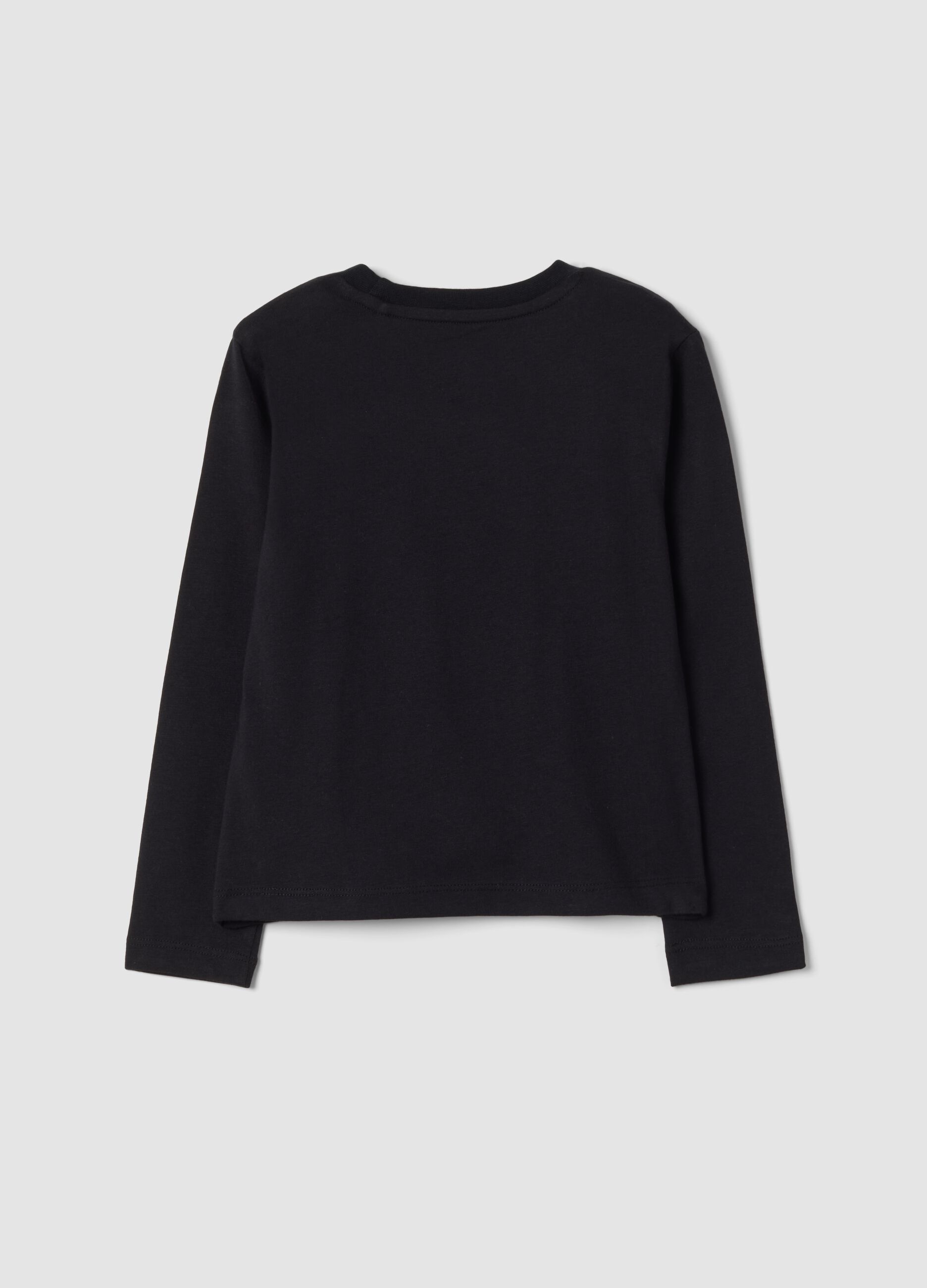 Black pure organic cotton crew-neck T-shirt