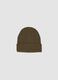 Green jersey knit beanie with turn-up cuff_0