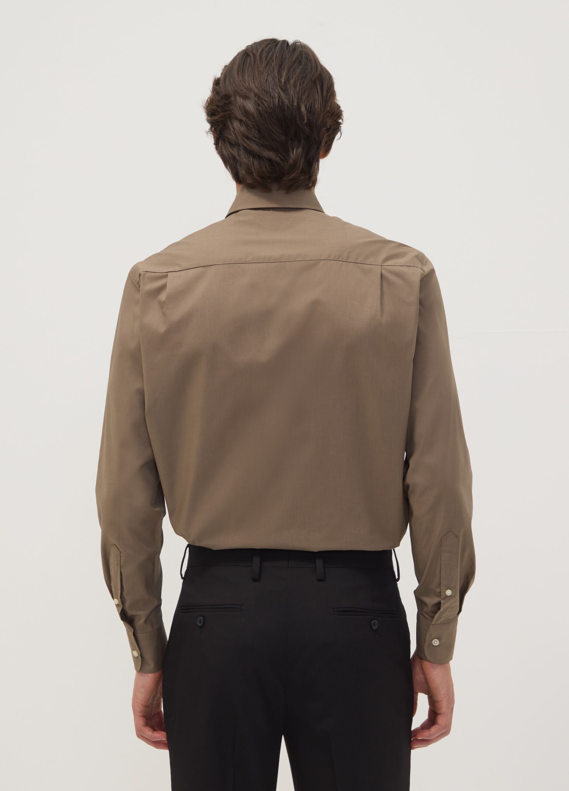 Brown regular-fit easy-iron button-down collar shirt