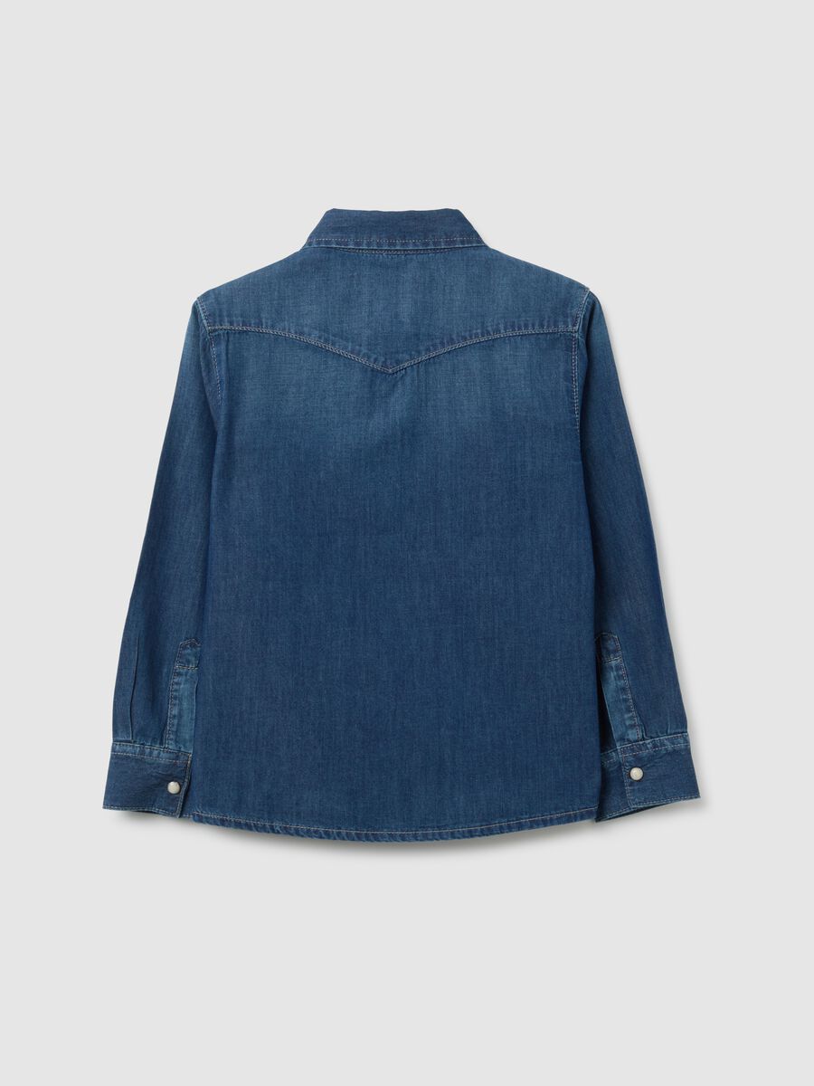 Kids' regular fit pure cotton denim shirt_1