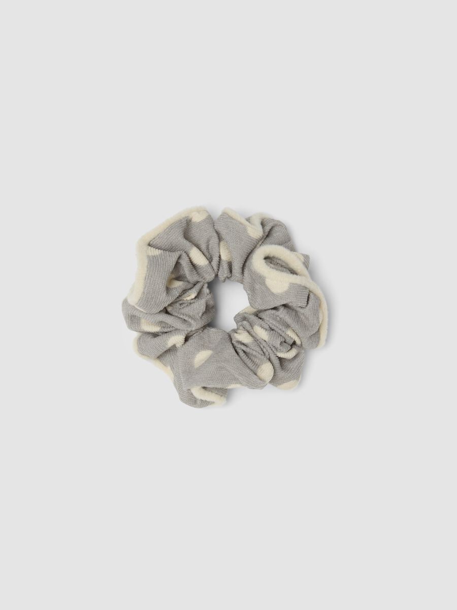 Grey Polka Dot Scrunchie_0