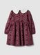 Burgundy red crew-neck pure cotton dress, regular fit_1