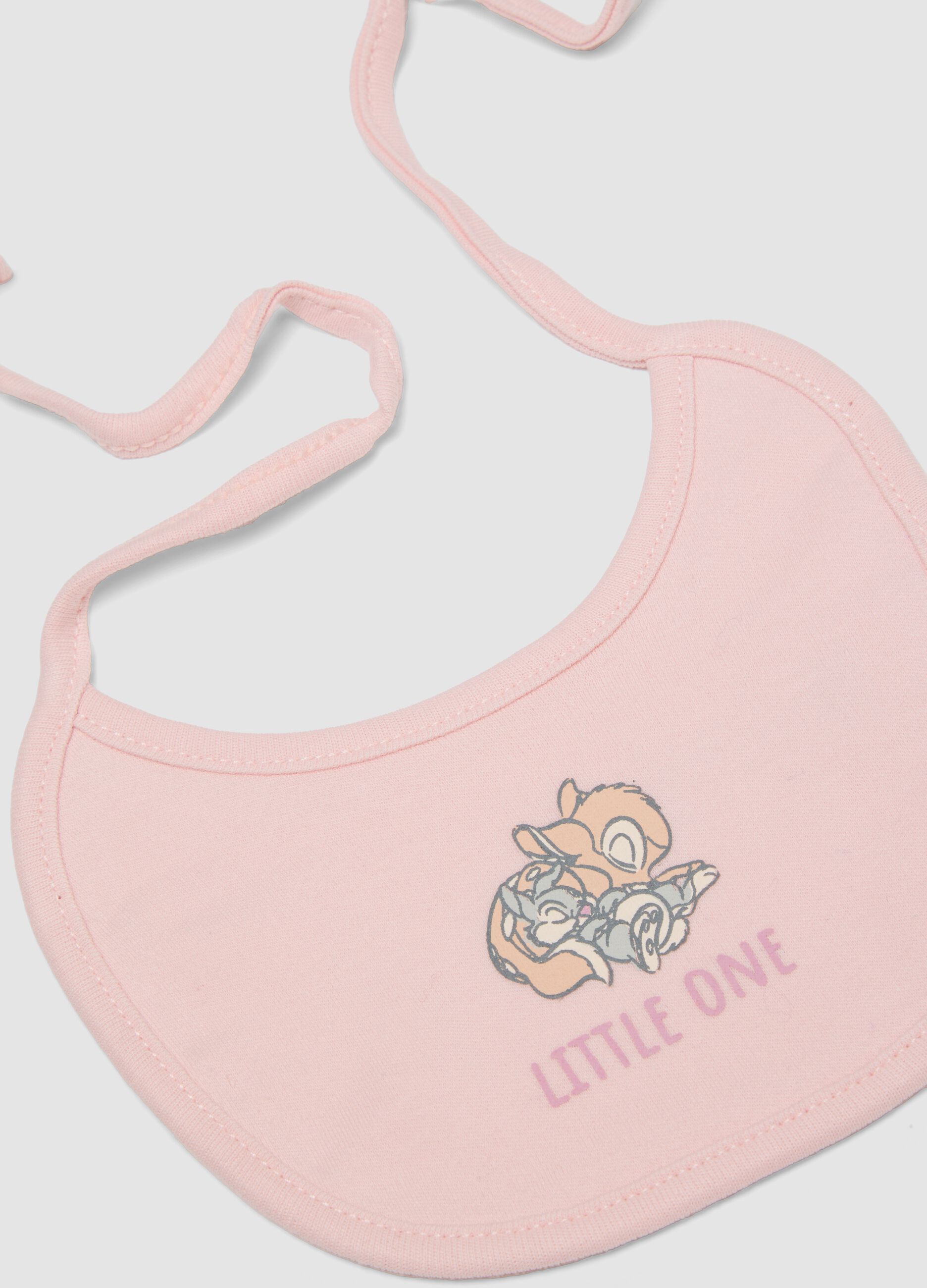 Bipack bavaglini rosa e bianco in puro cotone organico con stampa Disney