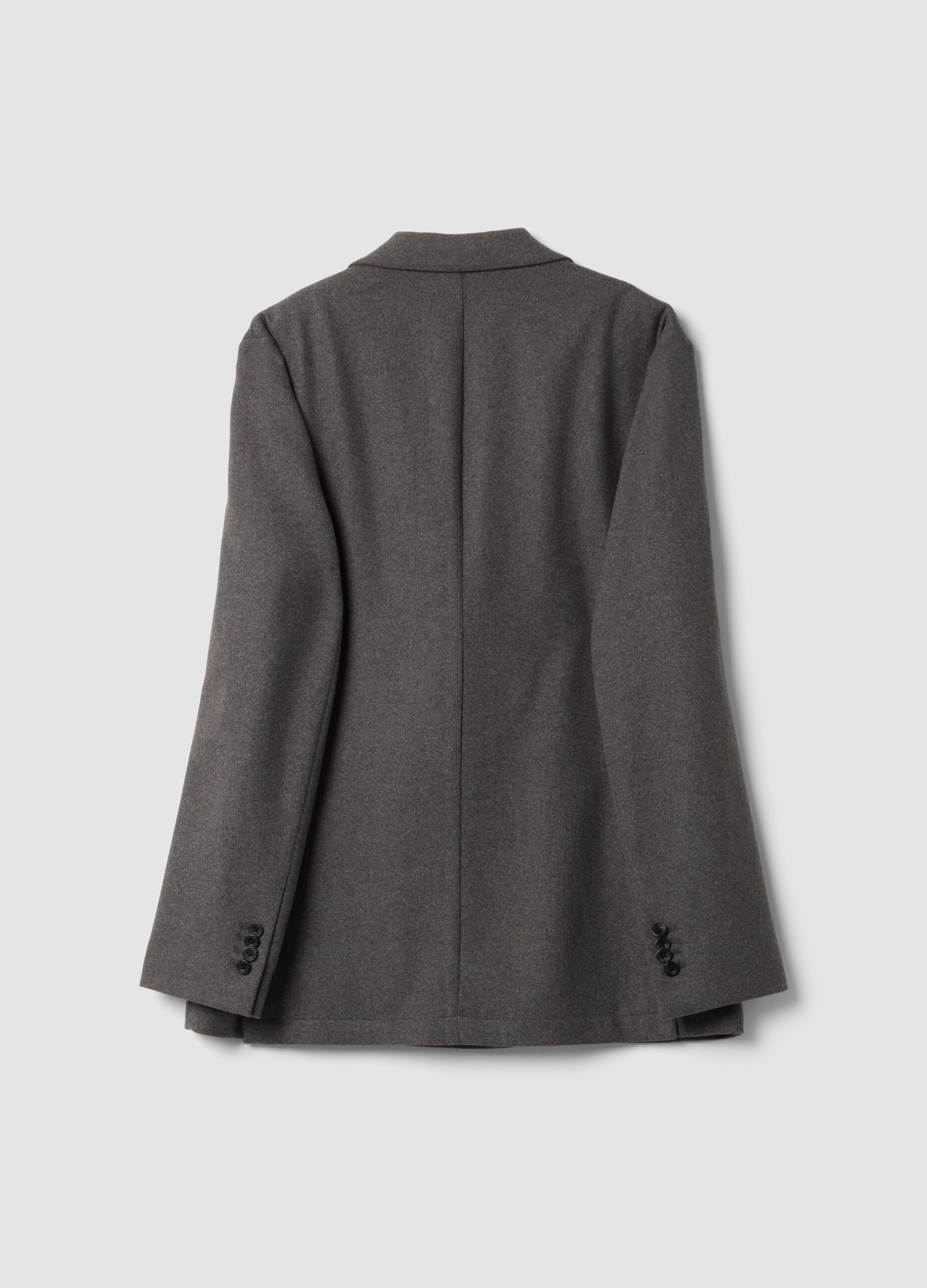 Blazer grigio taupe in flanella di misto lana e viscosa regular fit