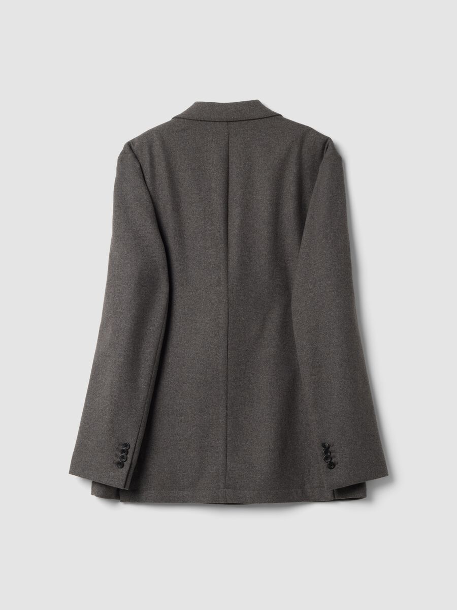Blazer grigio taupe in flanella di misto lana e viscosa regular fit_2