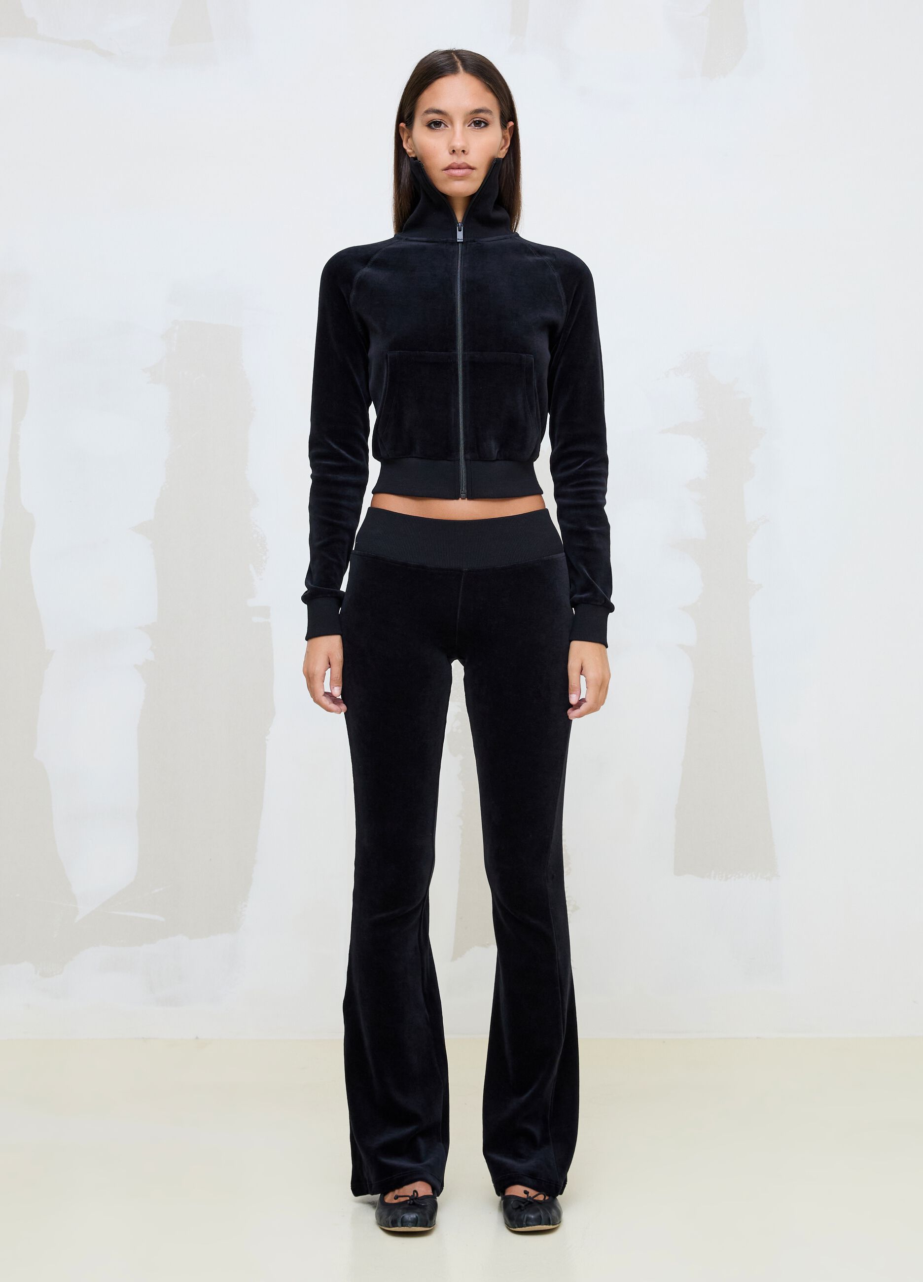 Black Velour Jacket with Rhinestone Logo