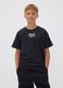 Black pure cotton logo T-shirt, regular fit, for boys_1