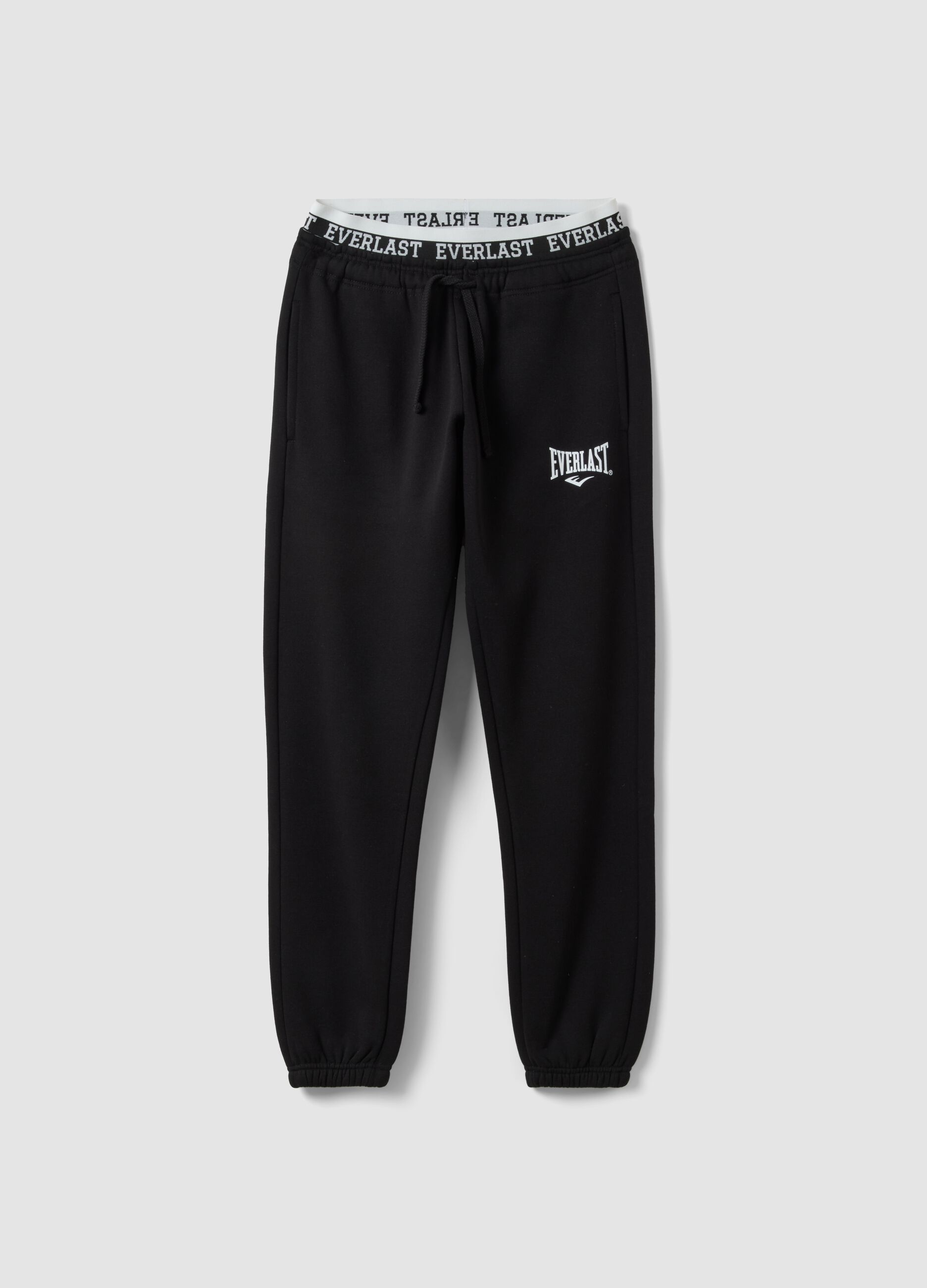 Black regular-fit cotton-blend trousers with logo