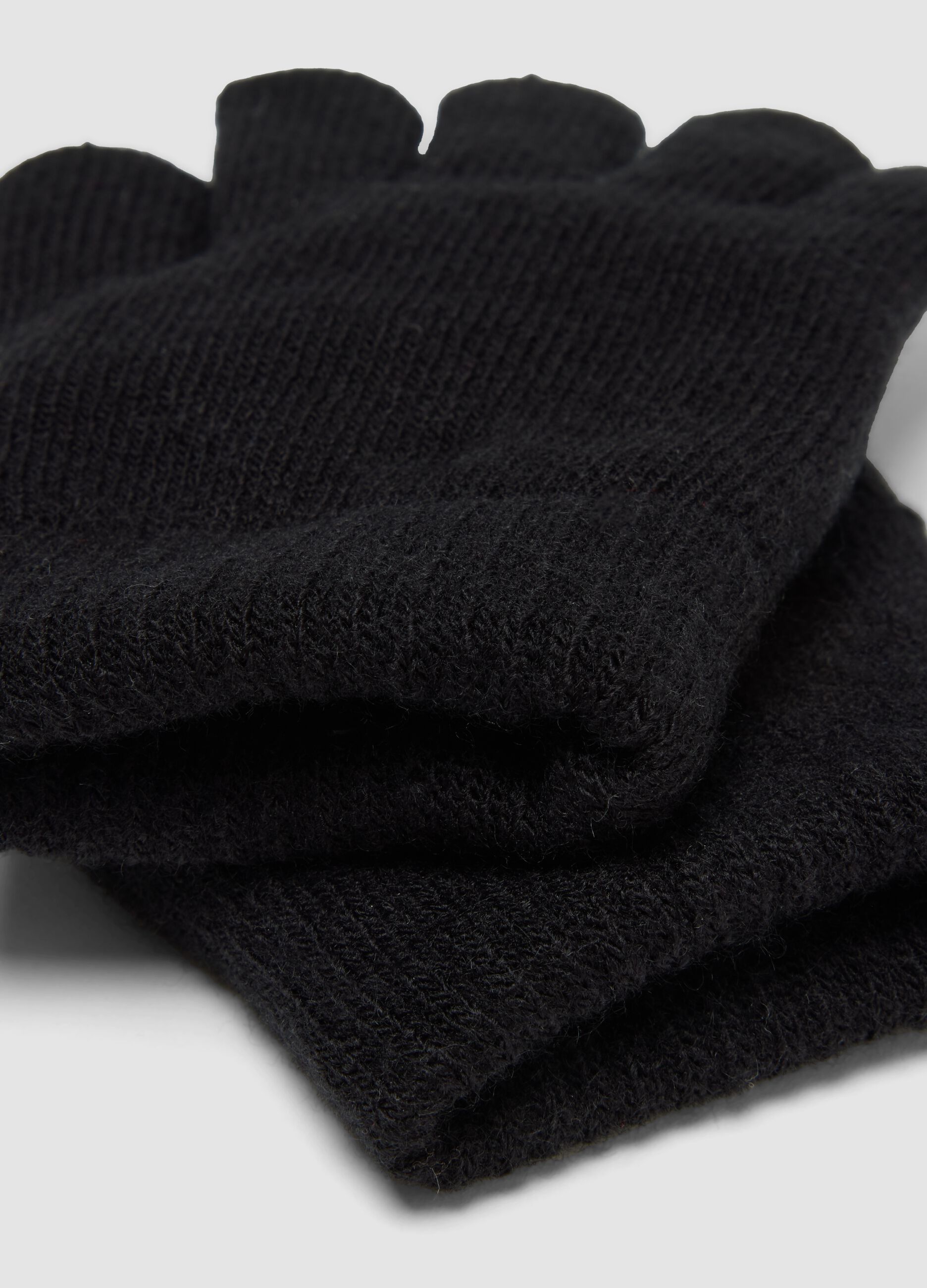 Black stretch-fabric gloves