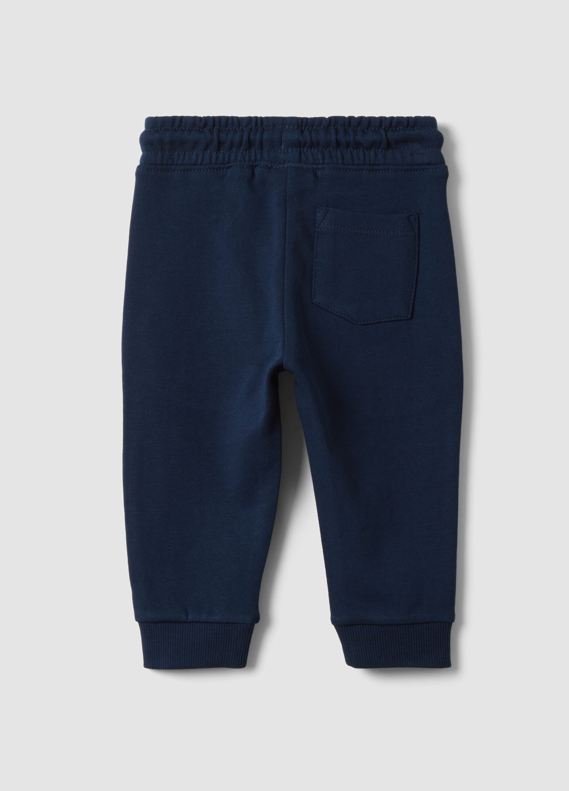 Blue pure cotton jogger trousers with teddy bear print