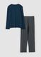 Blue pure organic cotton V-neck pyjamas_2
