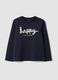 Blue organic cotton T-shirt with front print_0