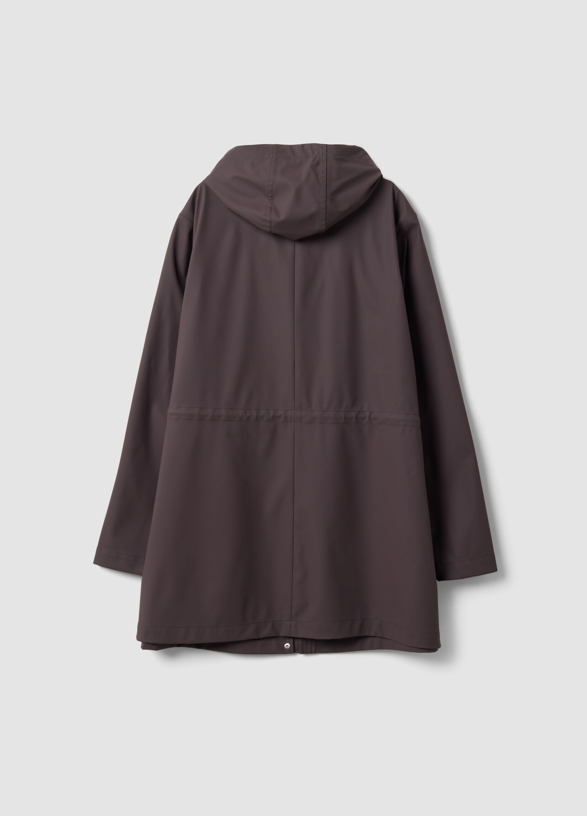 Purple rain jacket with hood, zip and popper fastening, regular fit
