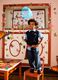 Blue cotton-blend knitted gilet with embroidery for boys_0