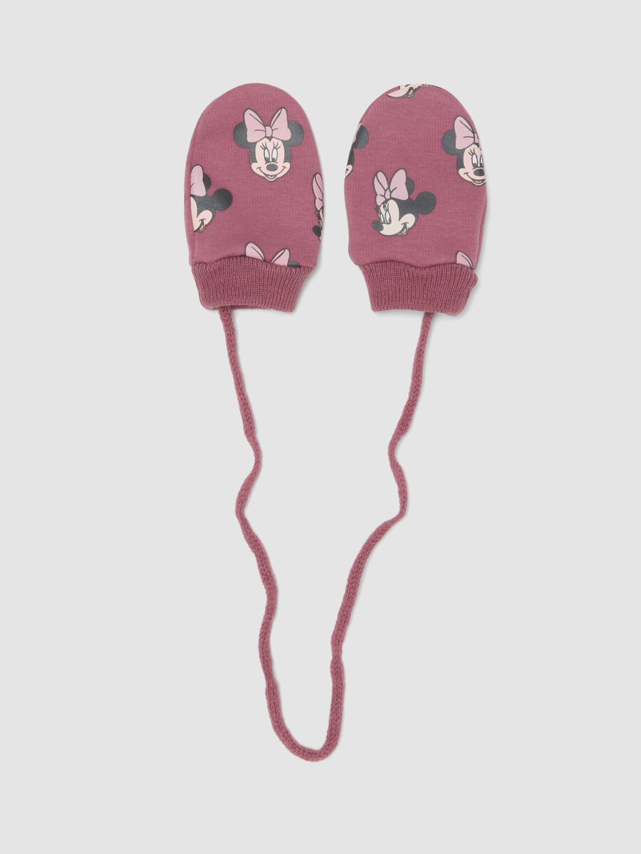 Pink stretch fabric Minnie print gloves_0