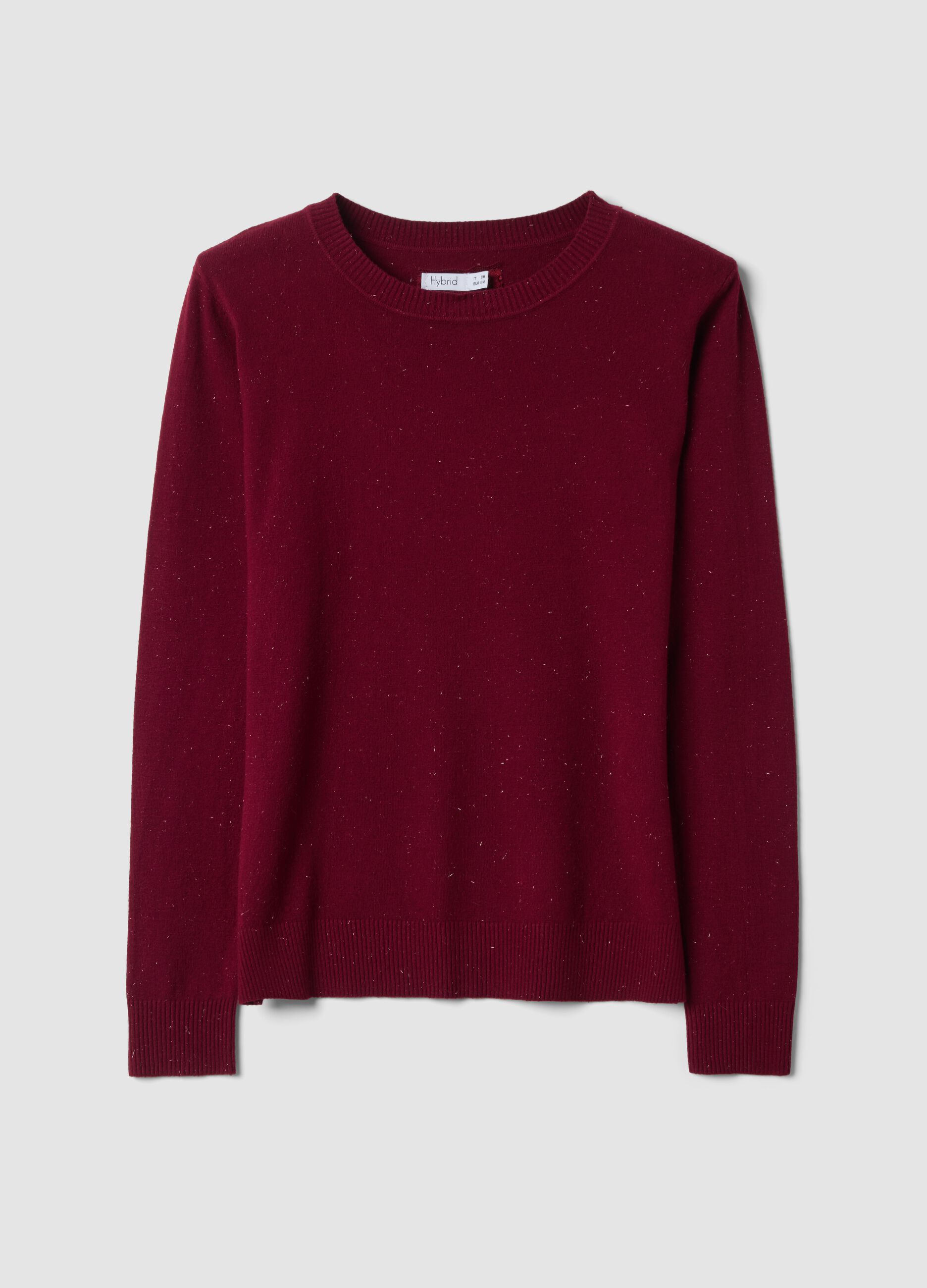 Red viscose-blend jumper with m&eacute;lange yarn