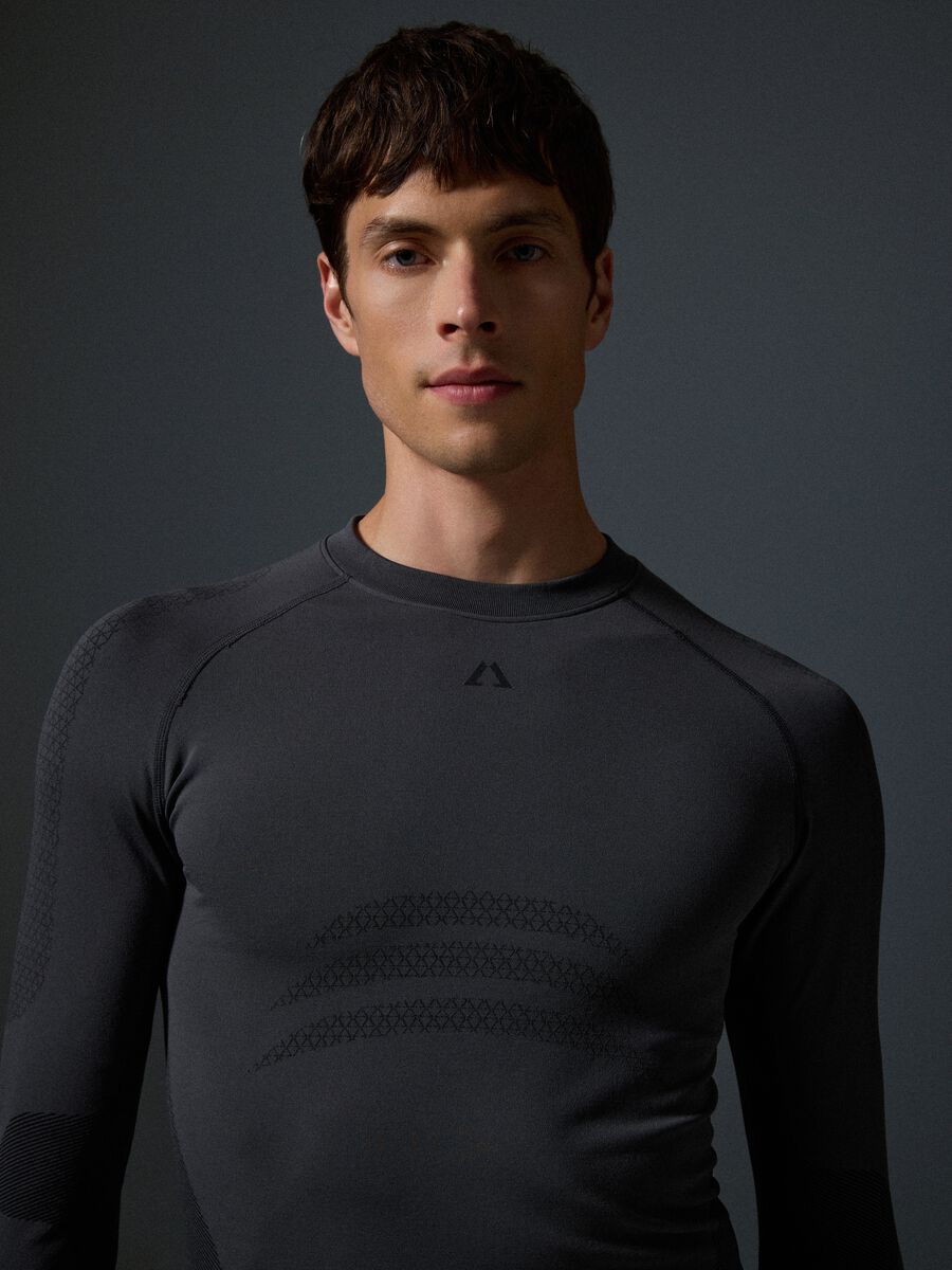 Grey thermal long-sleeve stretch T-shirt, 2-way stretch ALTAVIA_1