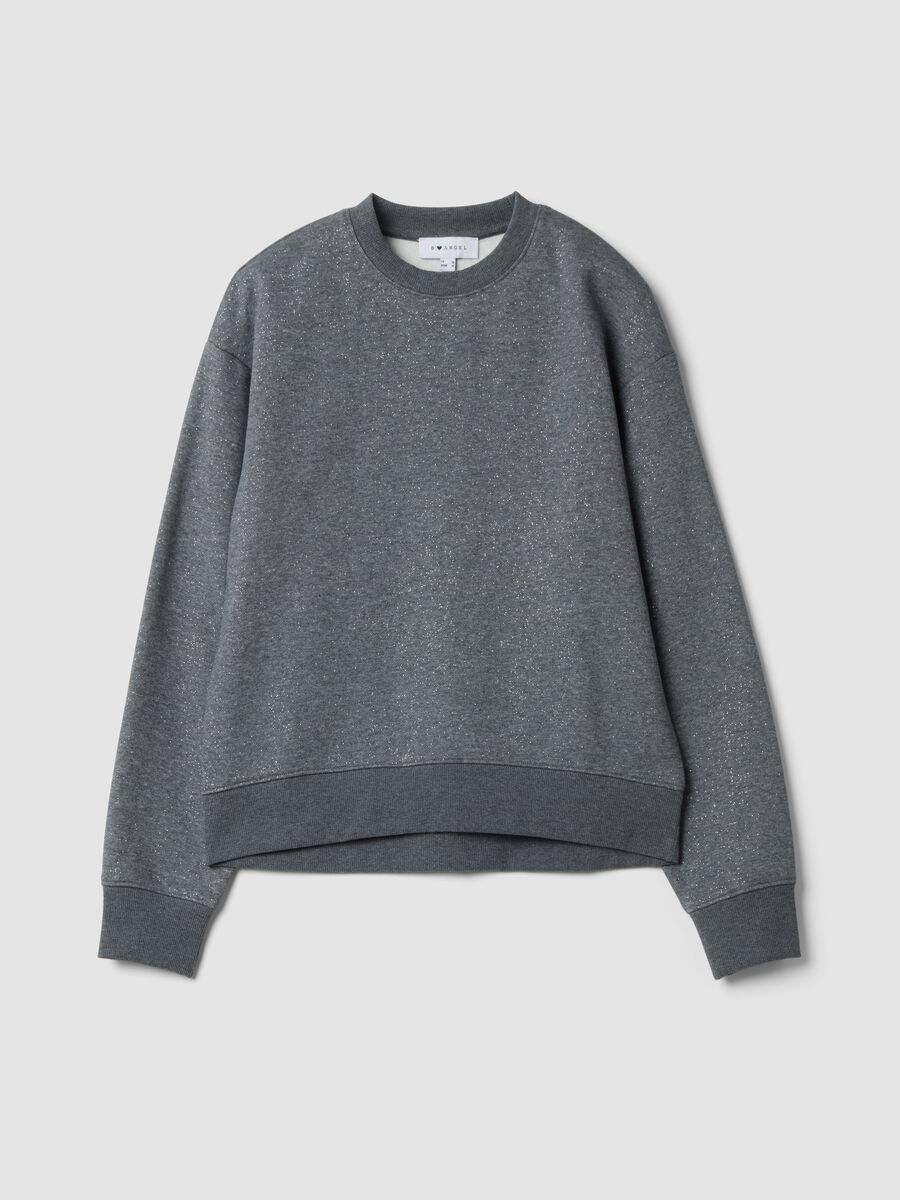 Grey cotton-blend crew-neck sweatshirt with all-over lurex print_0