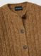 Brown crew-neck stretch wool cardigan, regular fit_1