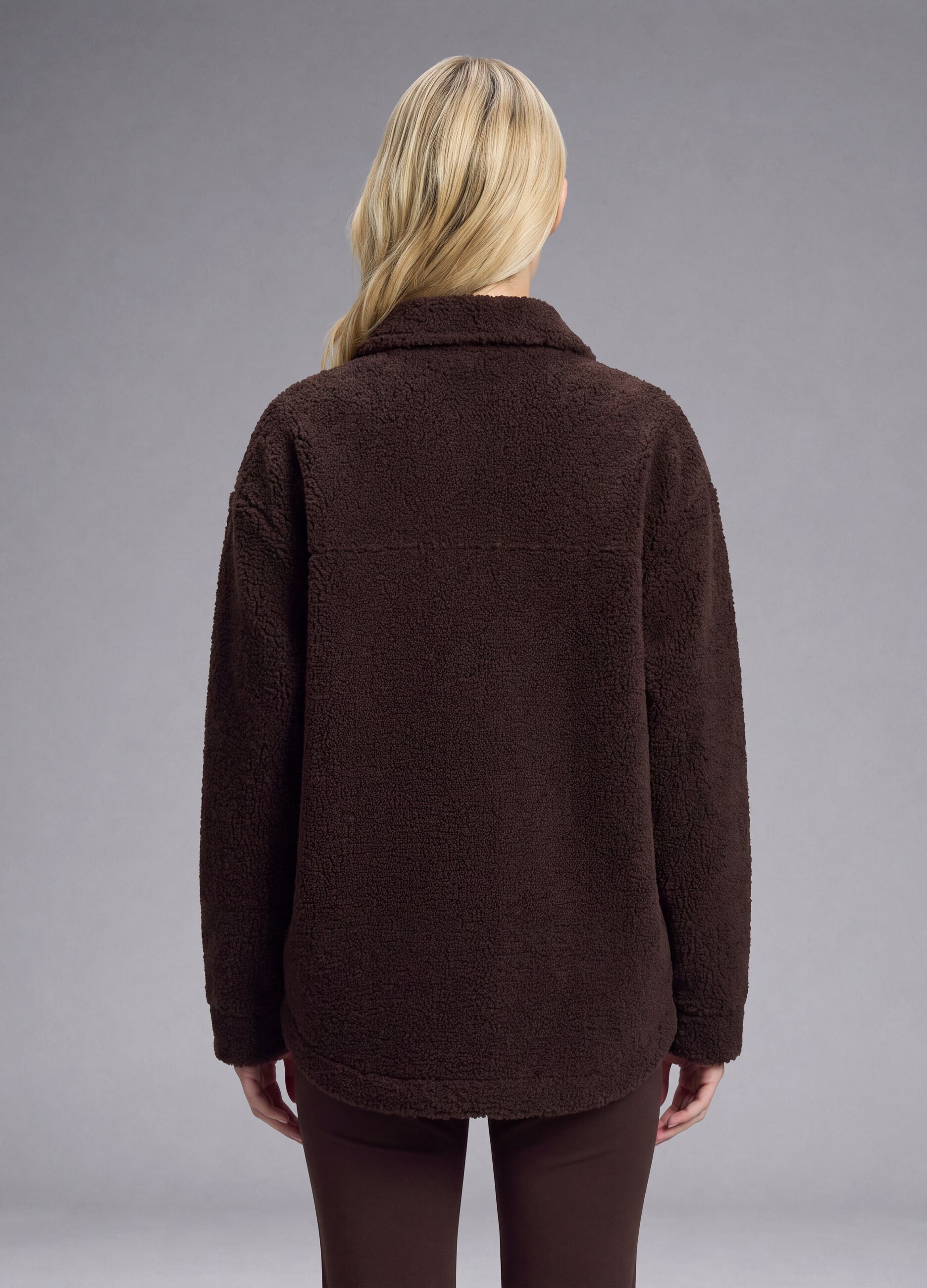 Brown sherpa shacket with buttons, relaxed fit &ndash; ALTAVIA STUDIO