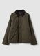 Green pure cotton jacket with velvet collar_0