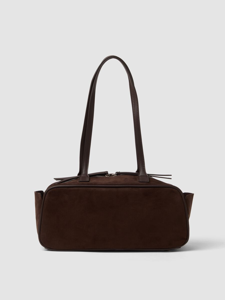 Brown shoulder bag with zip fastening_0