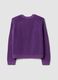 Cardigan viola in puro cotone a coste con girocollo_6
