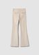 Beige stretch cotton flared trousers_2